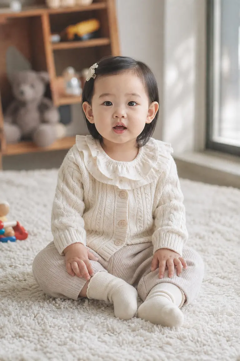 포근한 니트 홈스냅 클로즈업