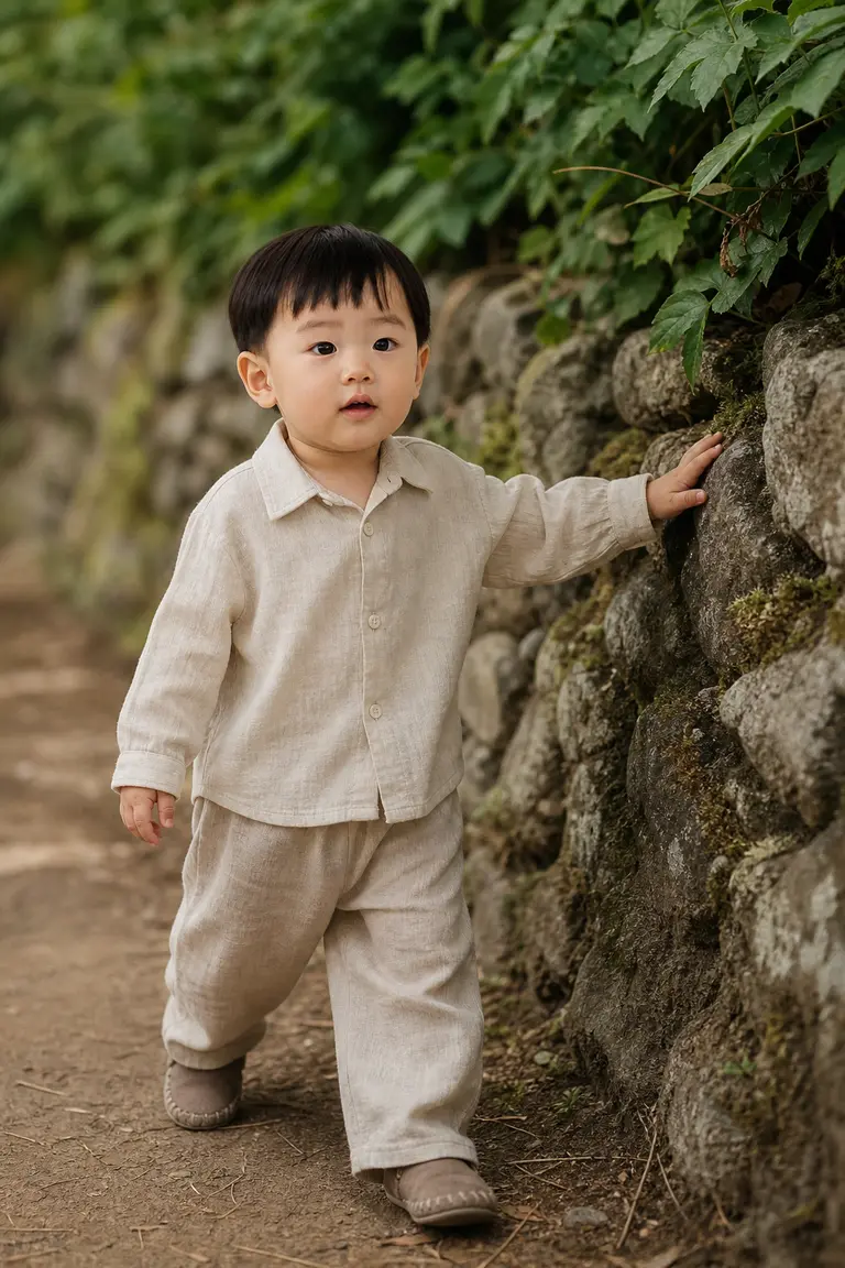 돌담 옆 옆모습