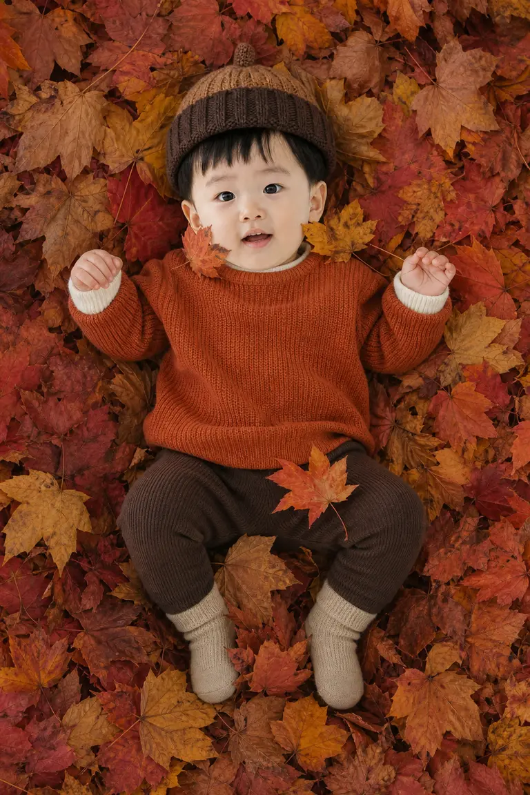 단풍잎 더미 위 천사