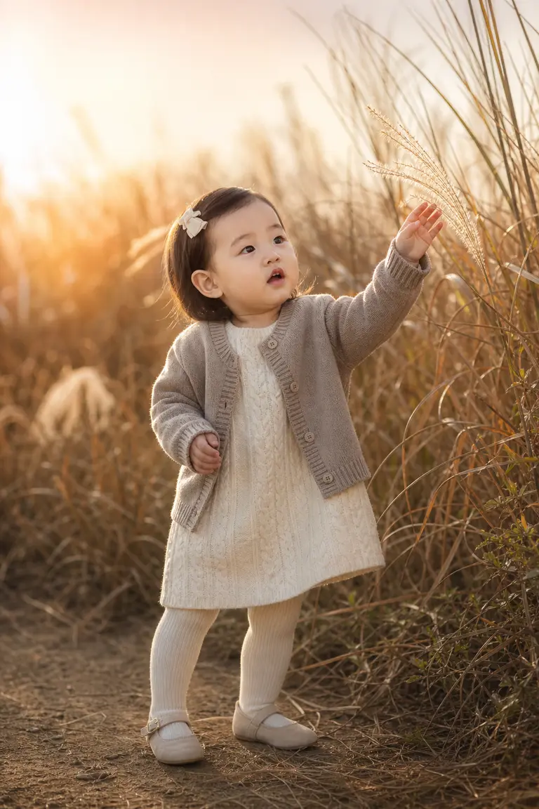 억새밭 옆모습 실루엣