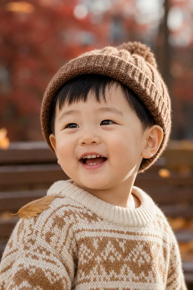 공원 벤치 클로즈업 미소