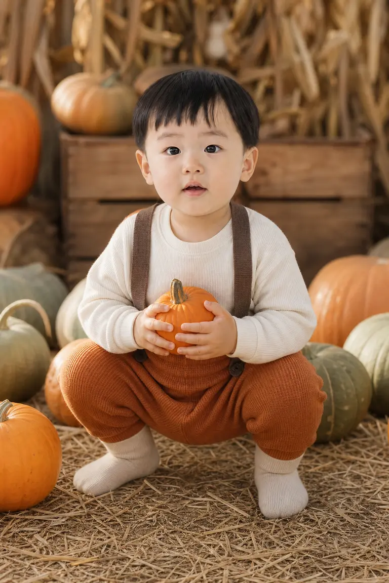 호박밭 쪼그려 앉아