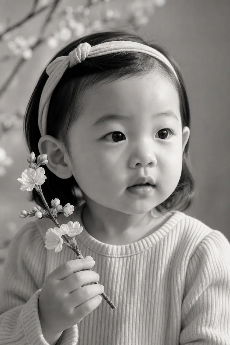 흑백 벚꽃 클로즈업