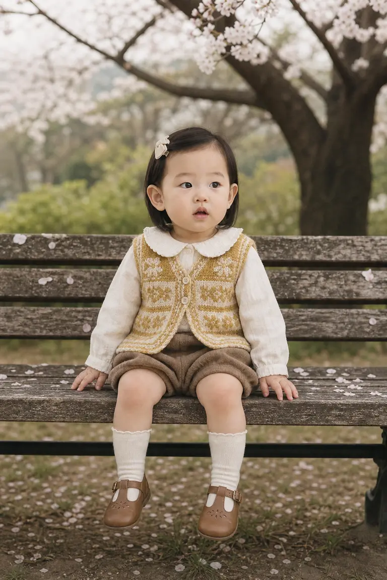 필름 감성 벚꽃 벤치