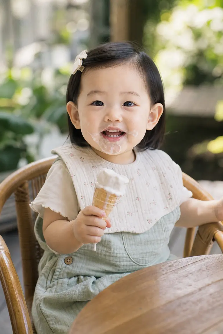 아이스크림 묻은 함박웃음