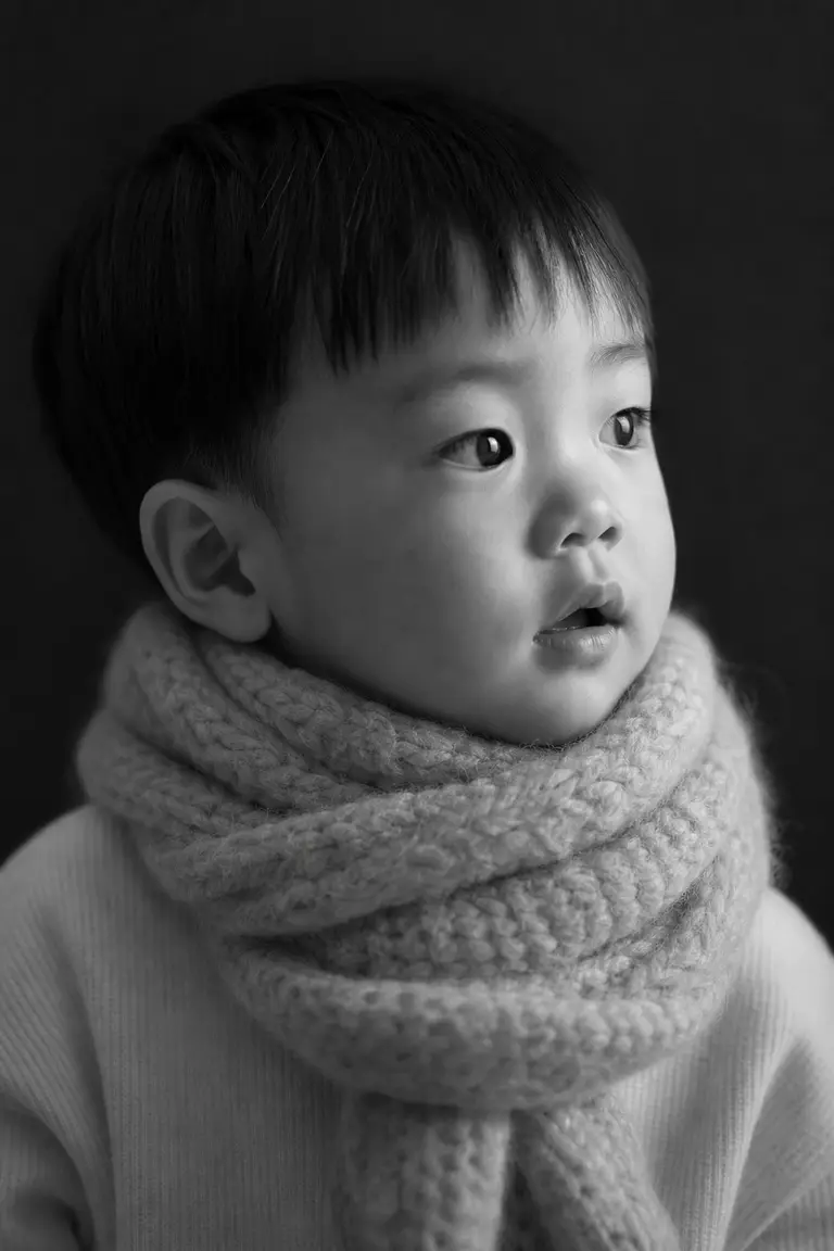목도리 흑백 옆모습 파인아트