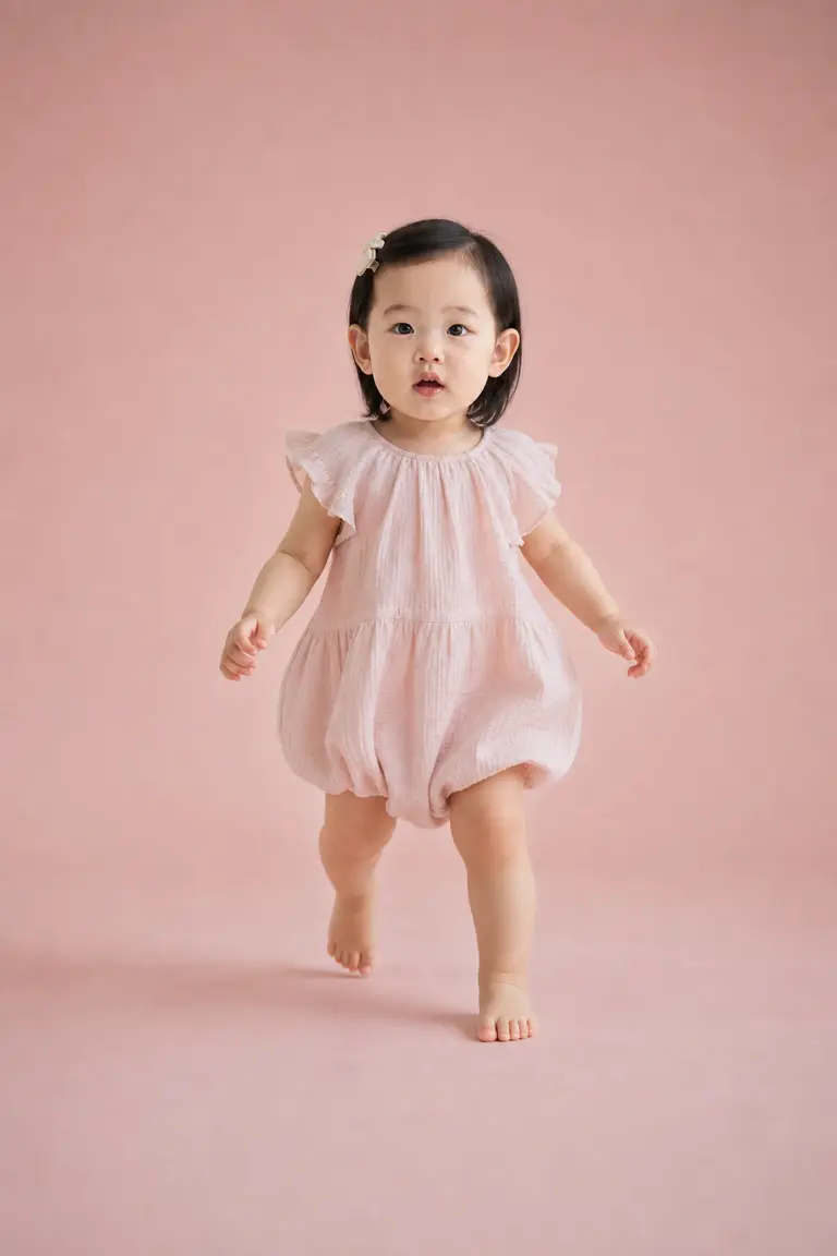 블러시 핑크 걸음마 전신